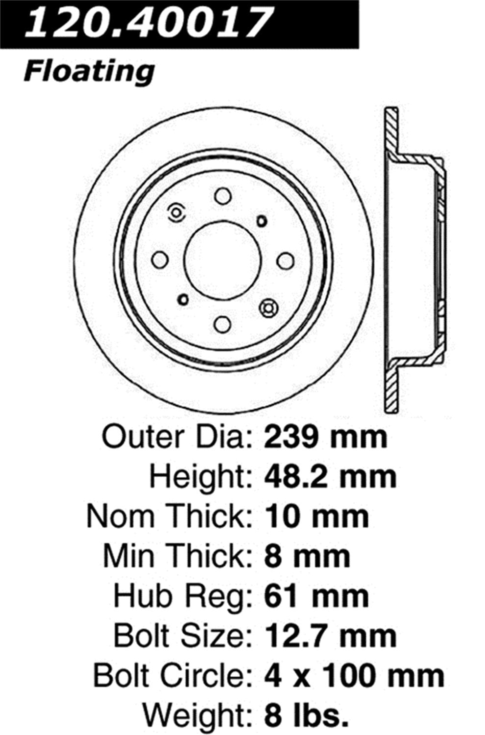 Rear Right StopTech 128.40017R Sport Cross Drilled Brake Rotor