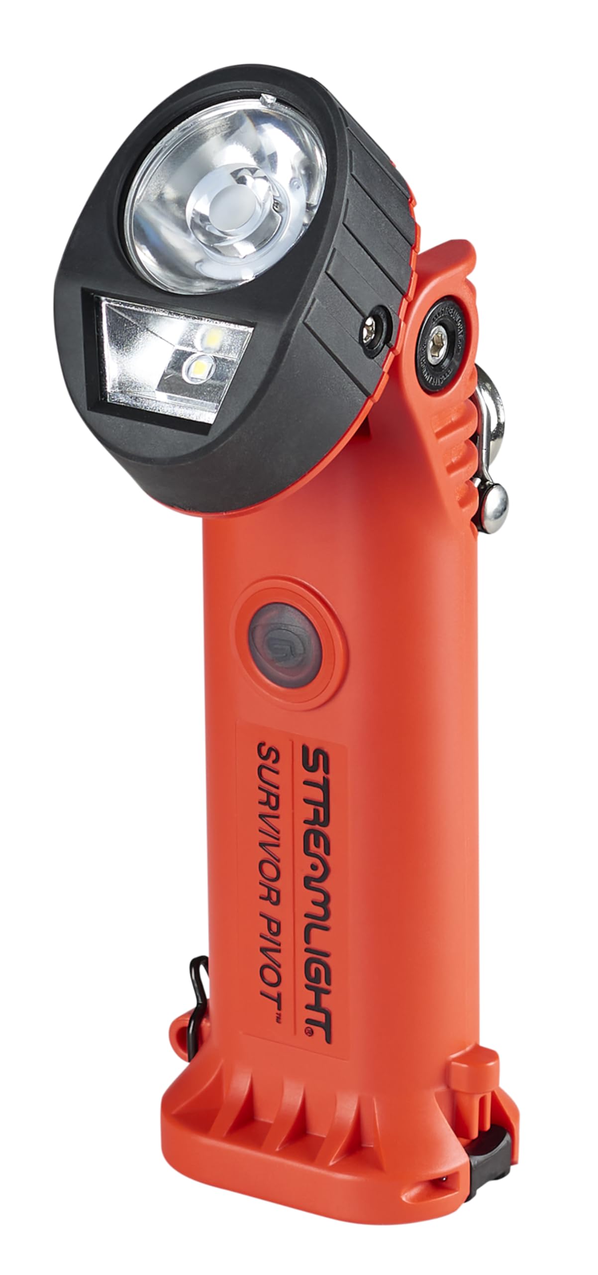 Streamlight 91838 USB Survivor Pivot 325-Lumen Right Angle Articulating Dual Beam Rechargeable Flashlight with Magnet and Clip, Orange