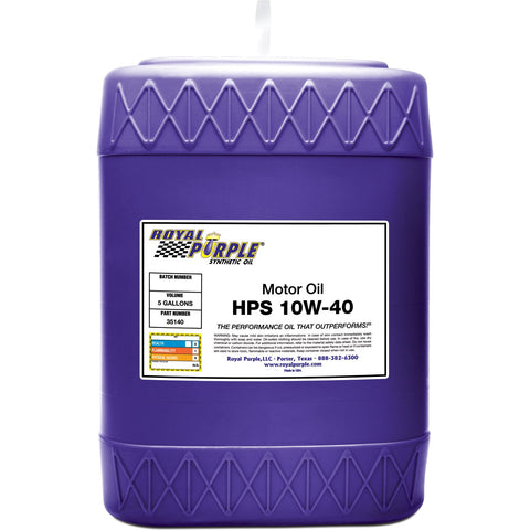 Royal Purple HPS 35140 10W-40 High Performance Street Synthetic Motor Oil with Synerlec - 5 Gallon