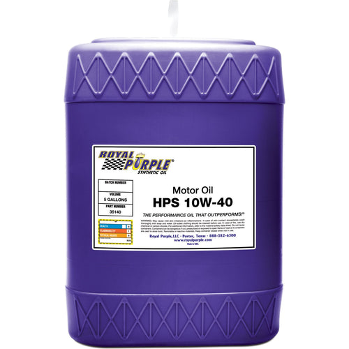 Royal Purple HPS 35140 10W-40 High Performance Street Synthetic Motor Oil with Synerlec - 5 Gallon