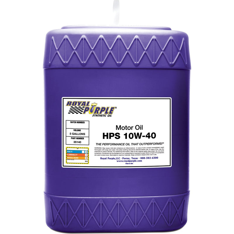 Royal Purple HPS 35140 10W-40 High Performance Street Synthetic Motor Oil with Synerlec - 5 Gallon