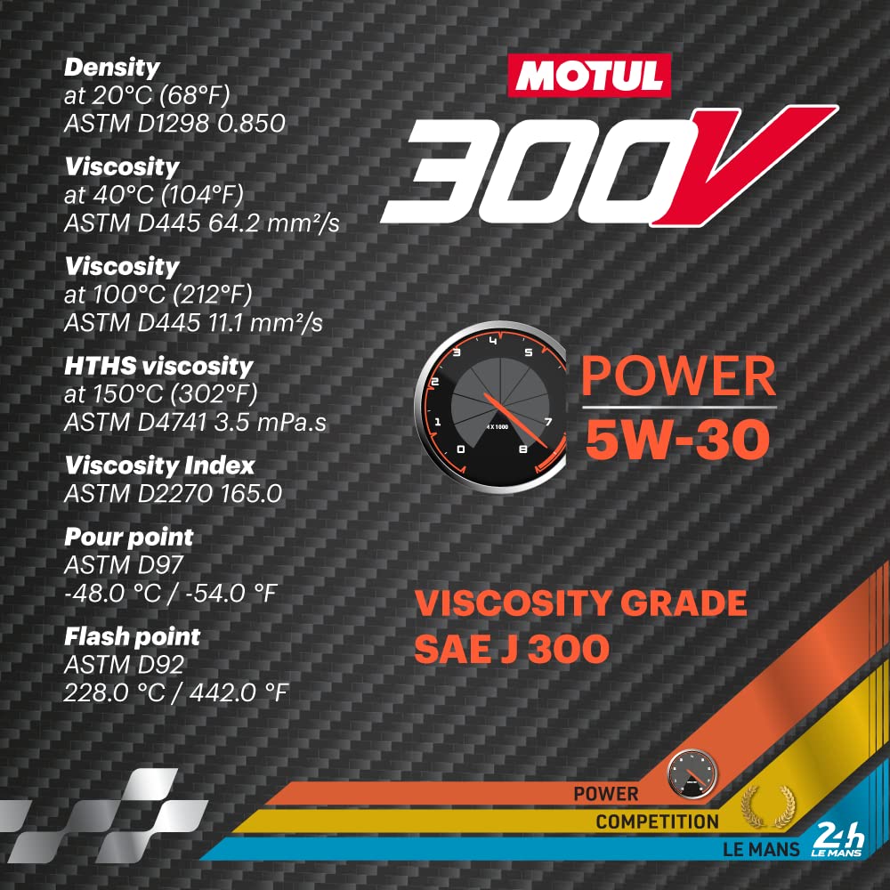 300V MOTUL 110815 5W-30 POWER Car Racing Motor Oil Full Synthetic Engine Lubricant 5 Liter High Performance 4-Stroke Ester Core