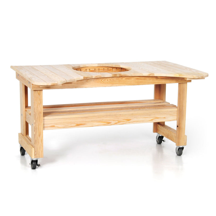Primo Cypress Wood 601 Table for Primo Round Kamado Grill, 4 Wheels