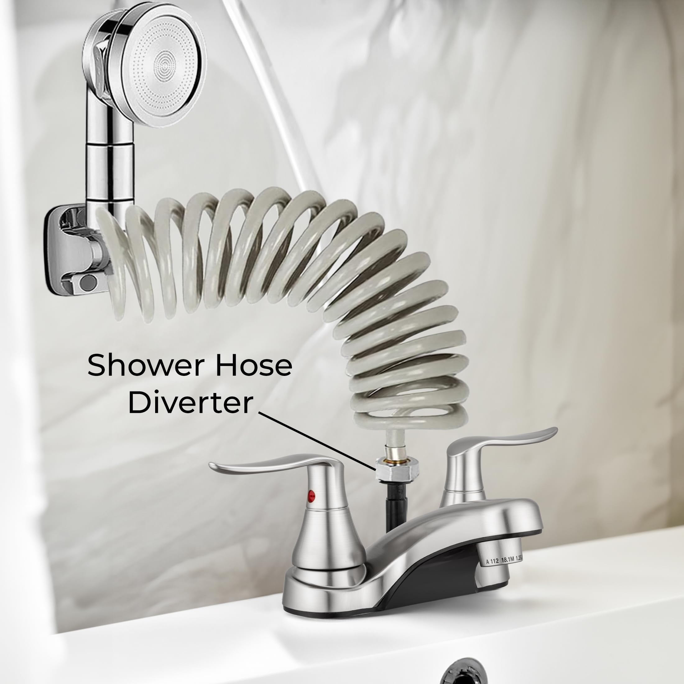 Dura Faucet RV Bathroom Faucet DF-PL720LH-SN with Winged Levers and Shower Hose Diverter (Brushed Satin Nickel)