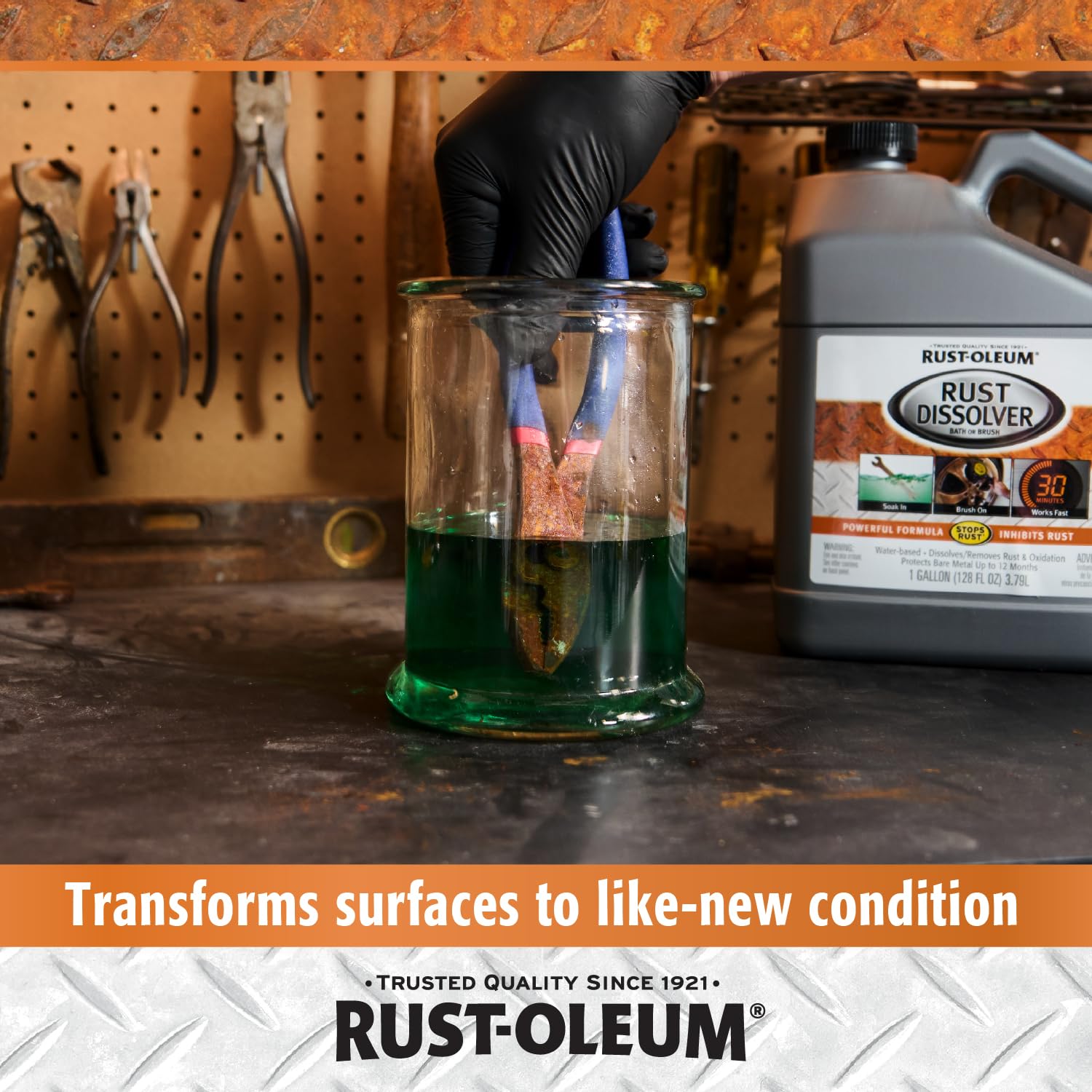 Rust-Oleum Soak & Bath Rust Dissolver | Heavy-Duty Corrosion Remover for Metal Tools, Cars, Bikes, Grills, Bolts, Firearms & More | Gallon