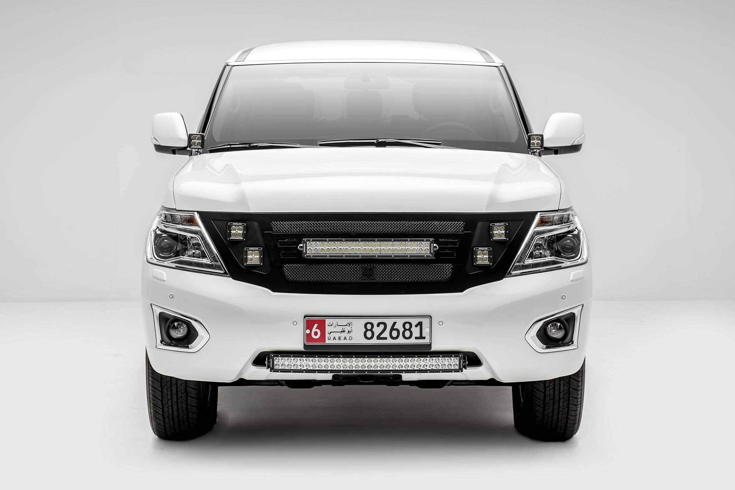 ZROADZ LED Kit Ditch Hood Hinge - Compatible w/ 2012-2017 Nissan Patrol Y62 - Incl. (2) 3 Inch LED Pod Lights - Mild Steel Gloss Black Finish - Bolt-On Easy Installation - PN #Z367871-KIT2