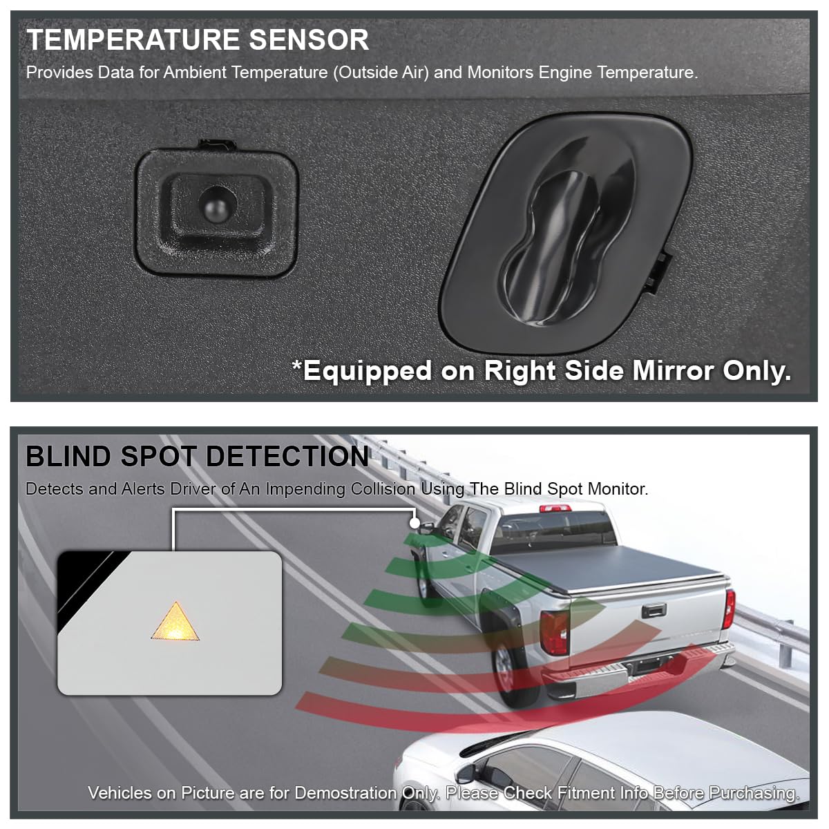 Tow Mirrors Spec-D Tuning Power Heated w/Temperature Sensor +Smoke LED Signal Compatible with 2017-2019 Ford F250 F350 F450 Super Duty Left + Right Pair