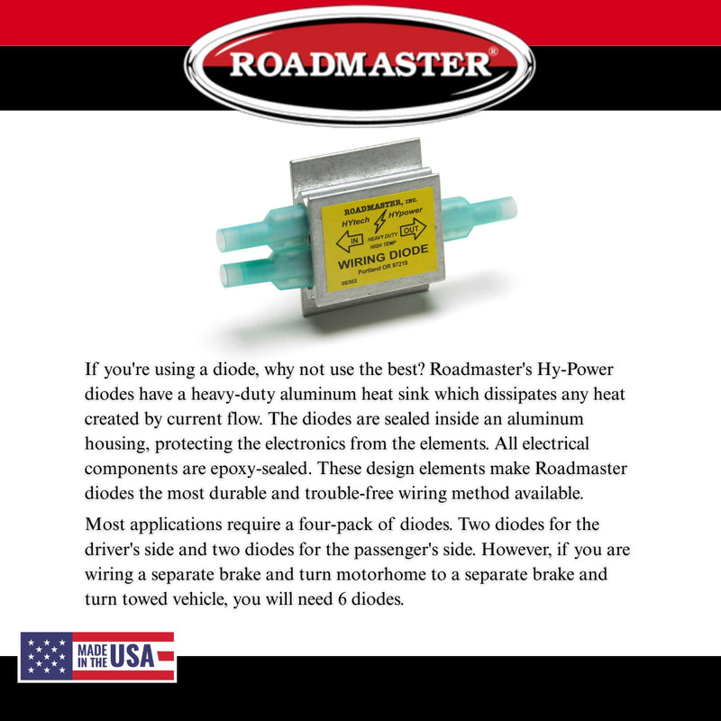 Pack of 3 Roadmaster 793 Hy-Power Diodes Compatible with RVs & Flat Towed Vehicles | Prevents Cross-Wiring Between Towed Vehicle & Motorhome Lights | Safe, Dependable Operation | Built to Last