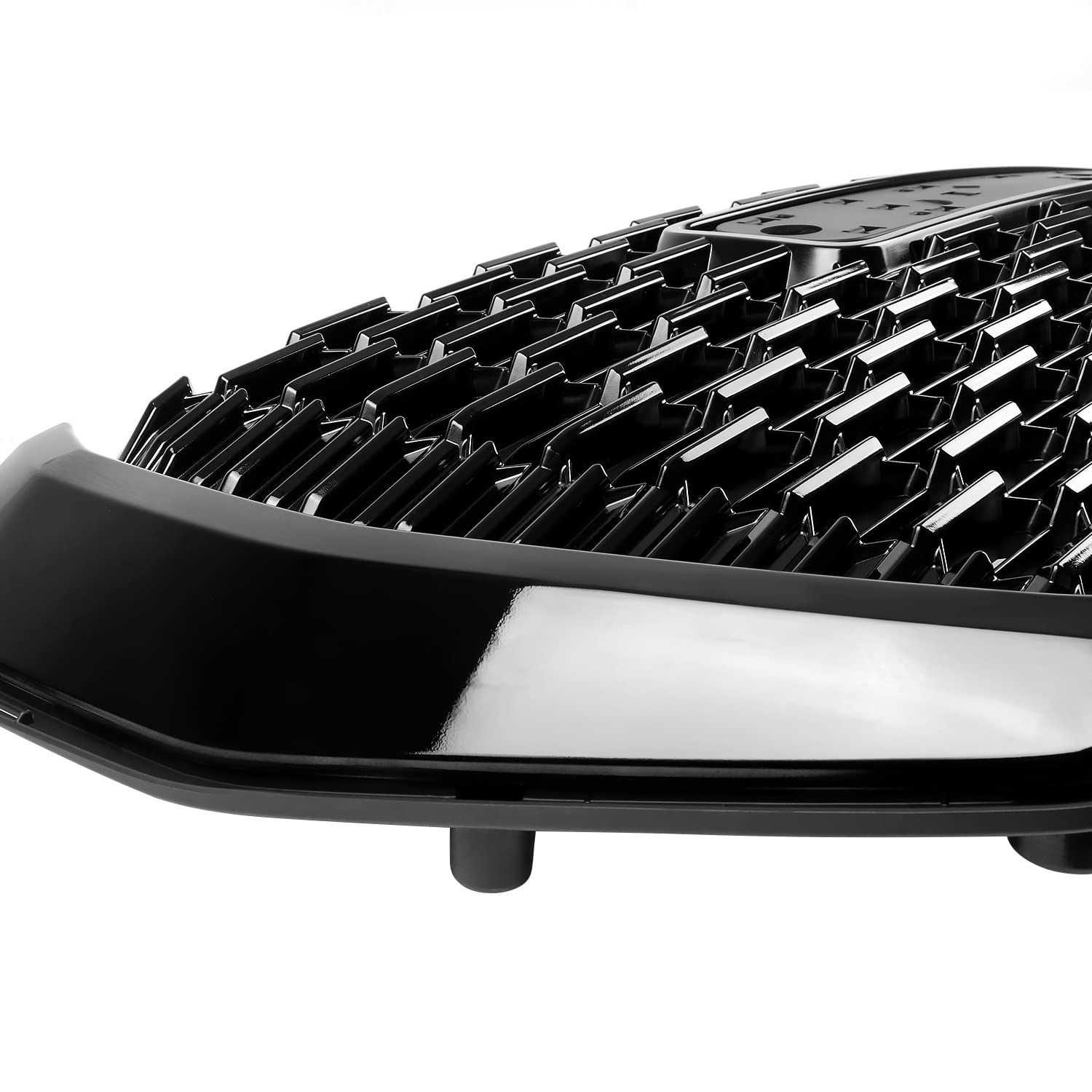 Front Hood Grill Grille Spec-D Tuning Glossy Black Compatible with 2021-2023 GMC Yukon XL Denali