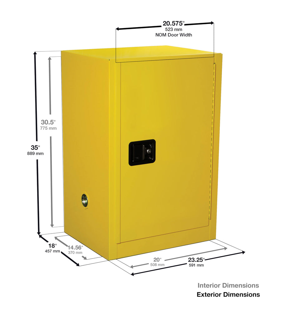Eagle 12 Gallon Acid and Corrosive Metal Safety Cabinet, Space Saver, 1 Shelf, 1 Door, Manual Close, Made in The USA, Blue, CRA1925X