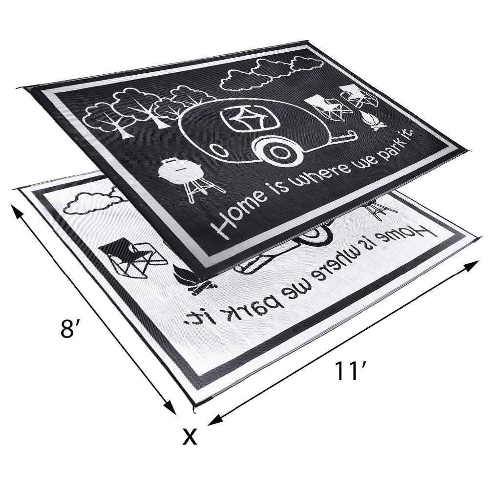 Ming's Mark Stylish RH8111 Reversible RV Home Mat - 8' x 11', Black/White