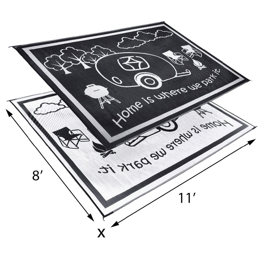 Ming's Mark Stylish RH8111 Reversible RV Home Mat - 8' x 11', Black/White