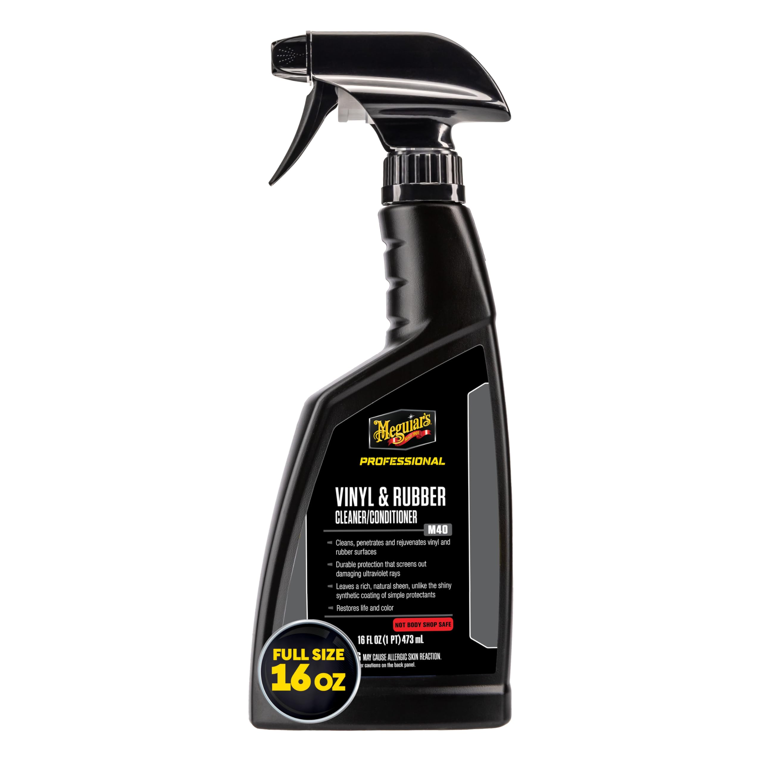 Meguiar's Vinyl and Rubber Cleaner Conditioner Professional M4016 - Pro-Grade Vinyl Cleaner & Rubber Cleaner for Interior and Exterior, Screens out UV Rays while Leaving Behind a Natural Sheen, 16 Oz