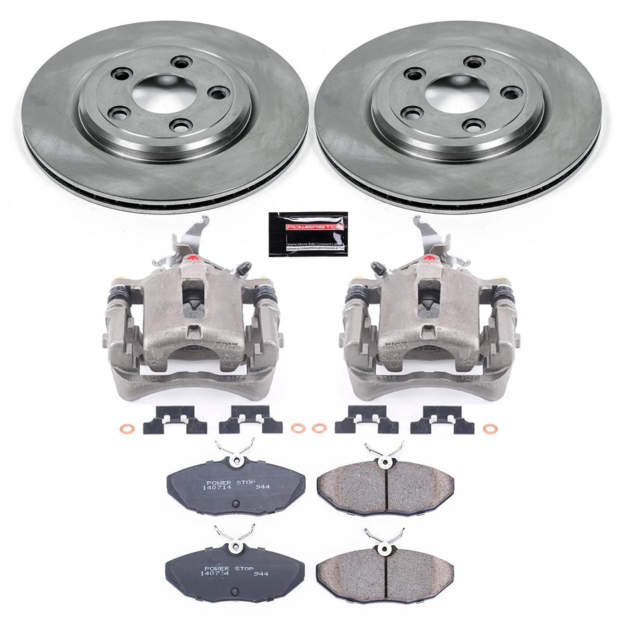 Power Stop KCOE3141 Rear Caliper Brake Kit- Brake Rotors, Ceramic Brake Pads and Brake Calipers For Jaguar S-Type 2003-2005 [Model Specific]