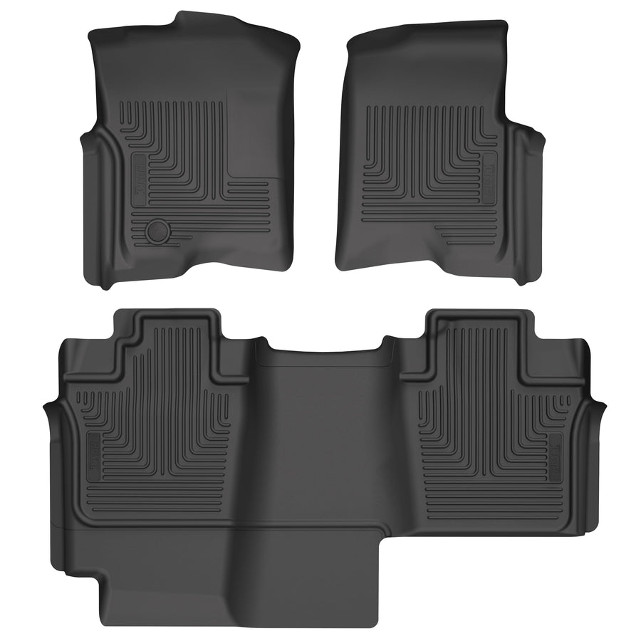 Husky Liners Floor Mats Weatherbeater | Fits 2004-2008 Ford F-150, SUPERCREW CAB ONLY | Front & 2nd Row, 3-pc Black - 93621
