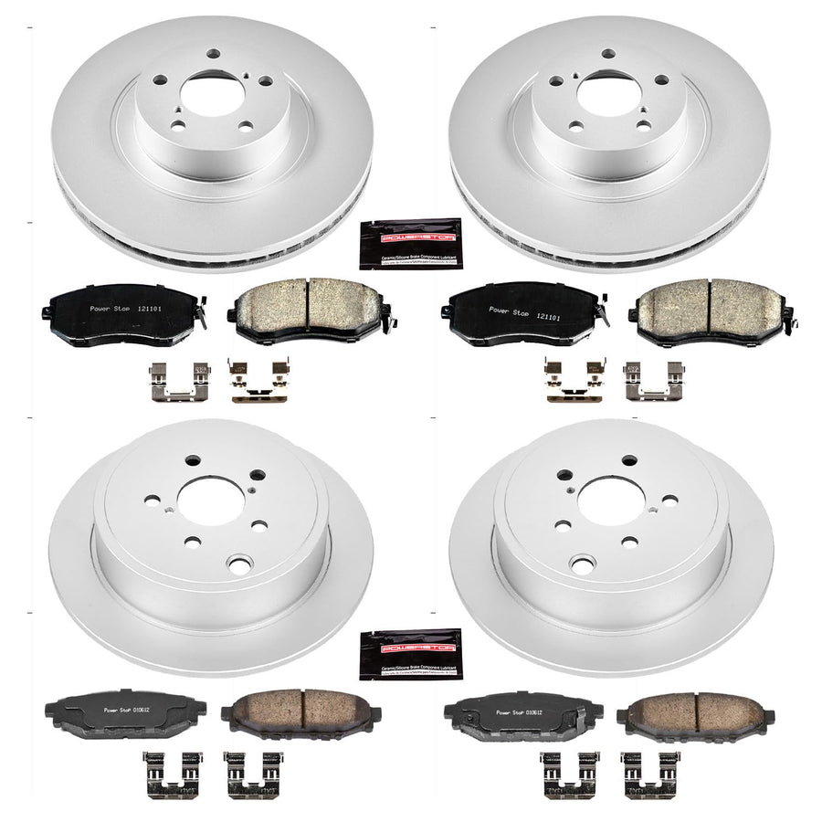 Power Stop Coated Brake Rotor & CRK6083 Ceramic Brake Pads- front & rear