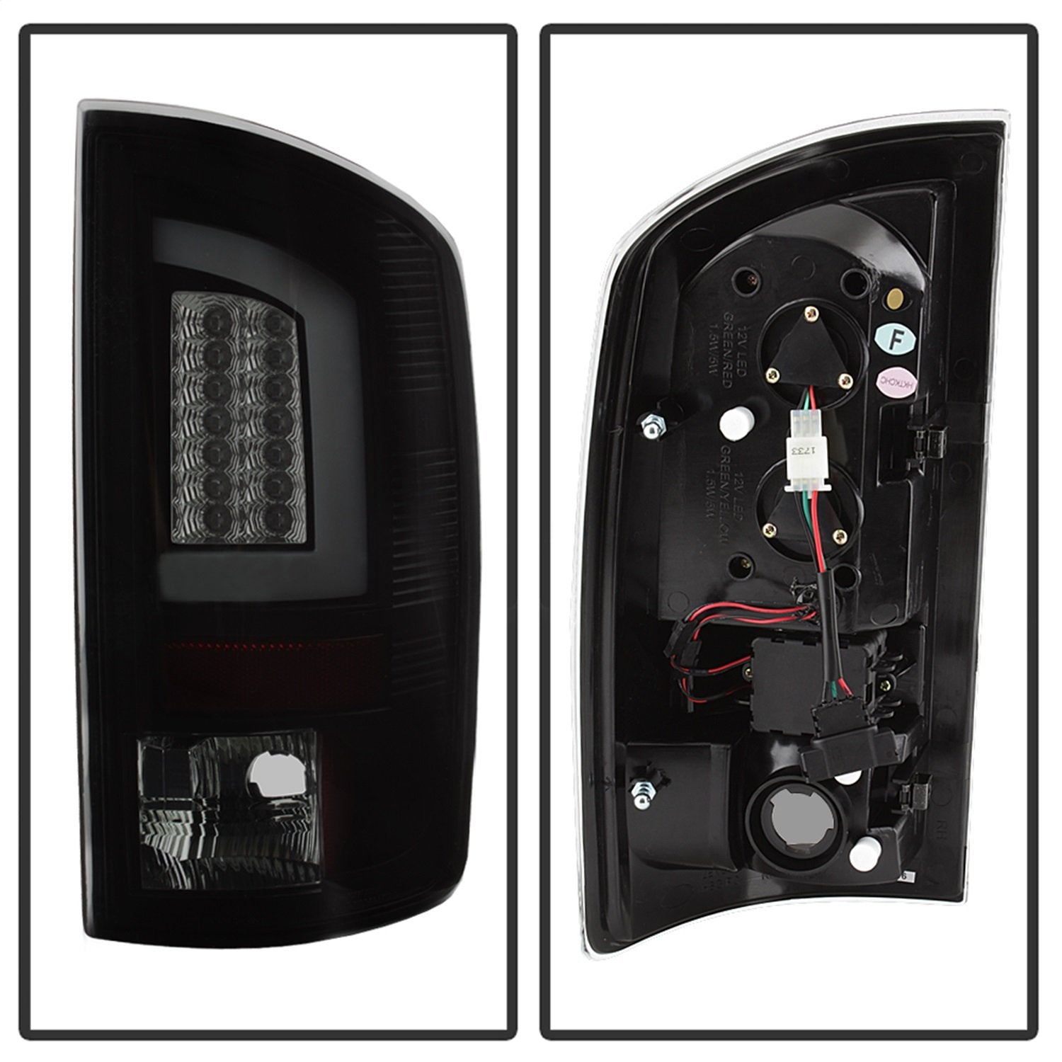 Dodge Ram 07-08 1500 / Ram 07-09 2500/3500 Spyder 5084279 Version 3 Light Bar LED Tail Lights - Black Smoke
