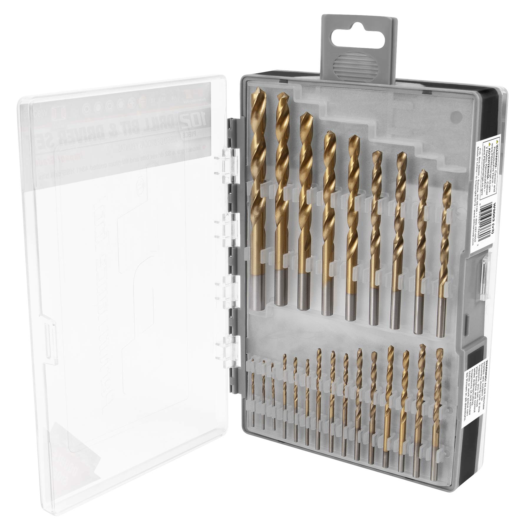W9063 Performance Tool 78-Piece Impact Grade S2 Steel Fastener and Drill Bit Set with Magnetic Bit Holder and Storage Case
