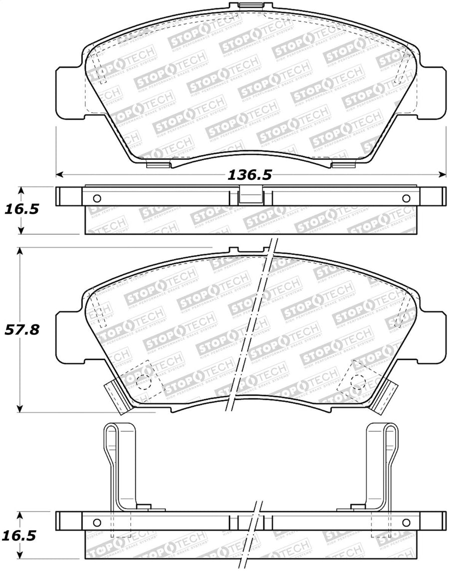 Front StopTech 308.09481 Brake Pads with Shims and Hardware Street
