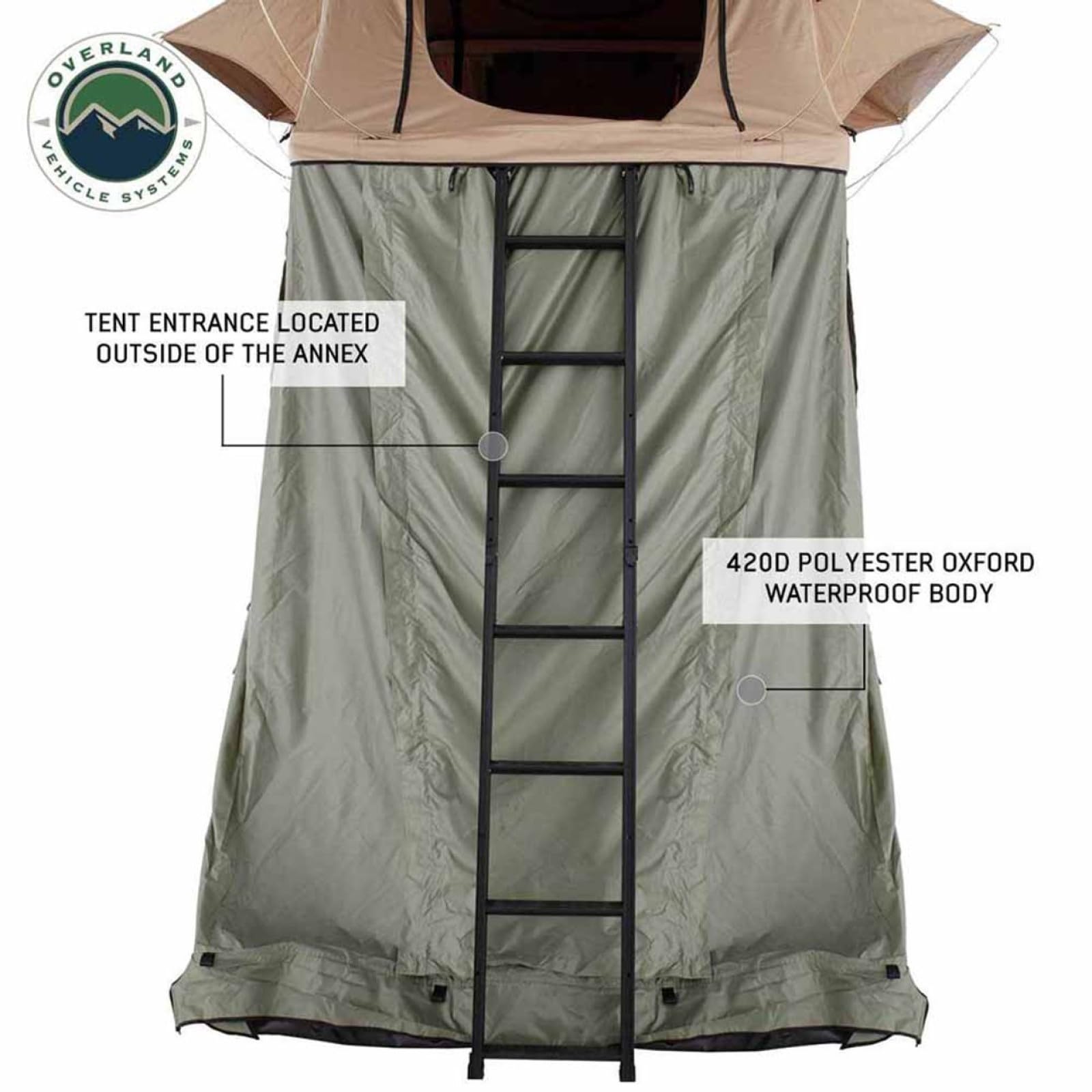Overland Vehicle Systems Roof Top Tent Annex Green Base with Black Floor & Travel Cover TMBK