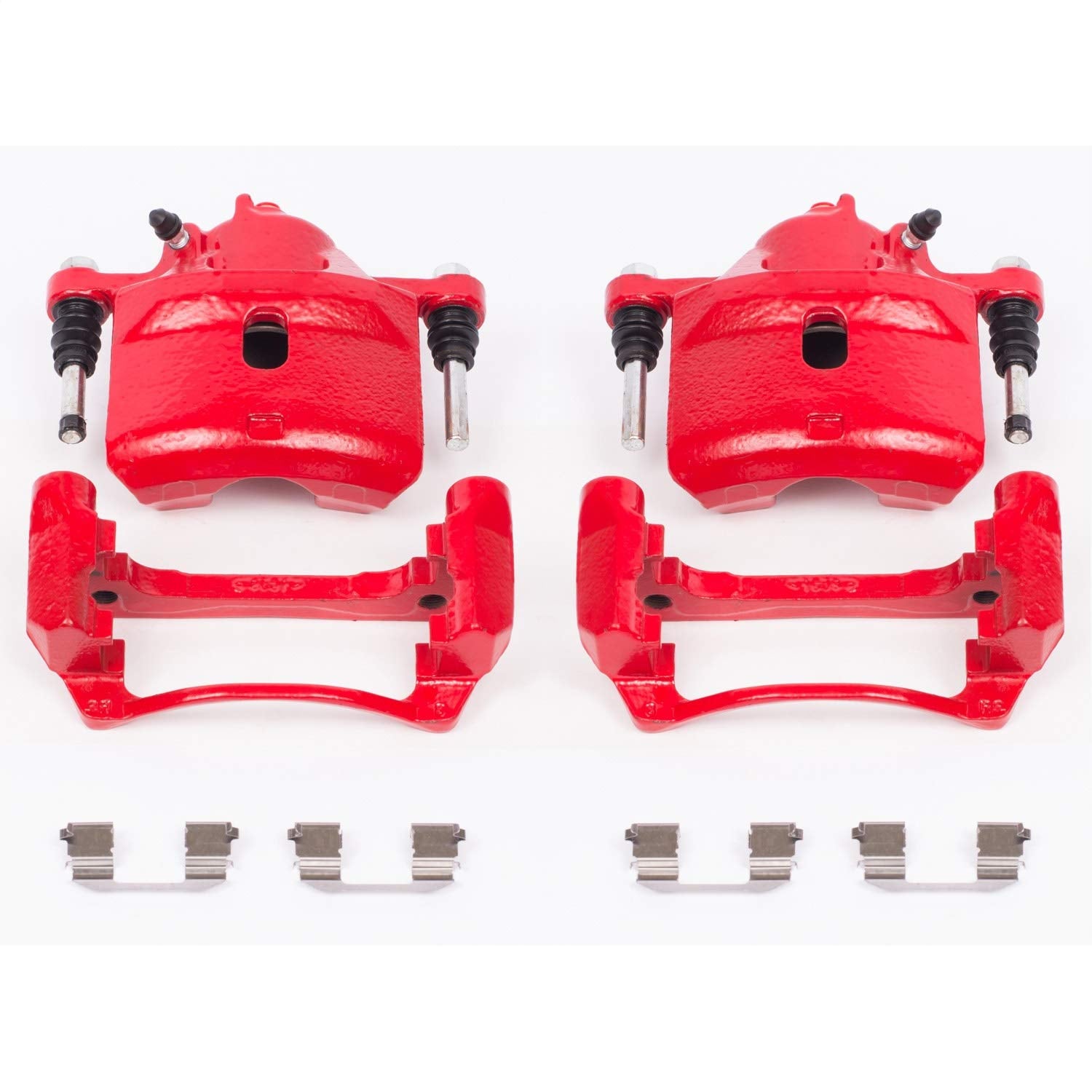 Power Stop S2090 Front Pair of High-Temp Red Powder Coated Calipers For Honda Accord 1998-2002 [Model Specific]