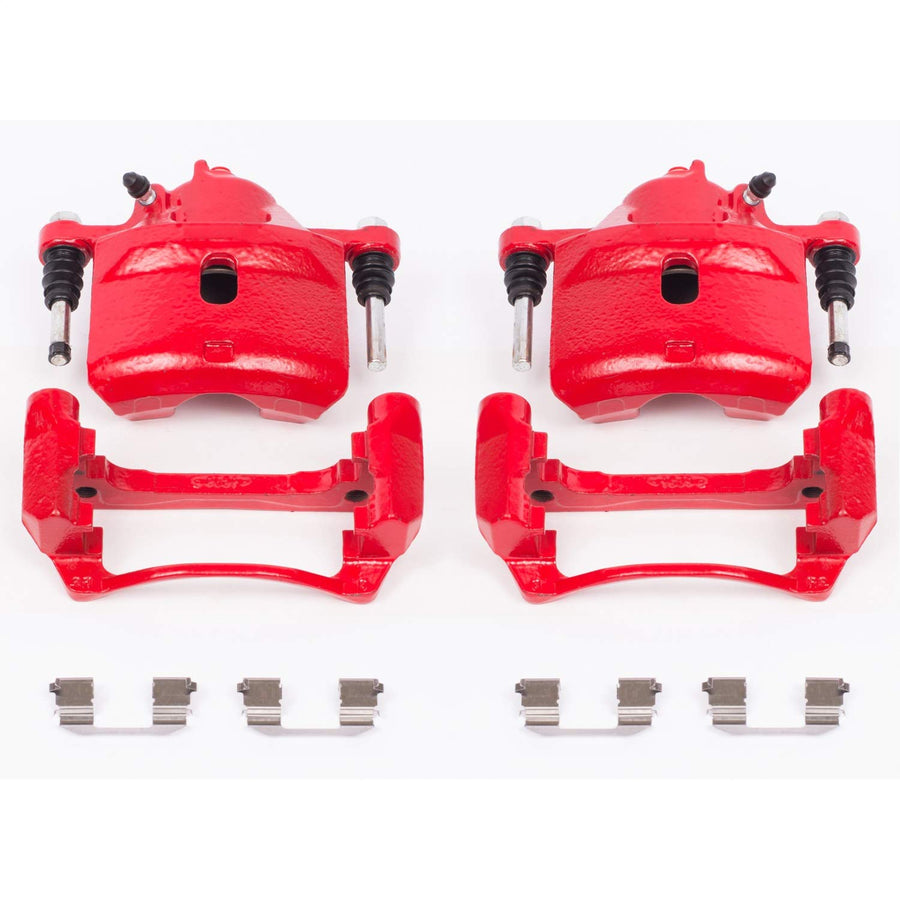 Power Stop S2090 Front Pair of High-Temp Red Powder Coated Calipers For Honda Accord 1998-2002 [Model Specific]