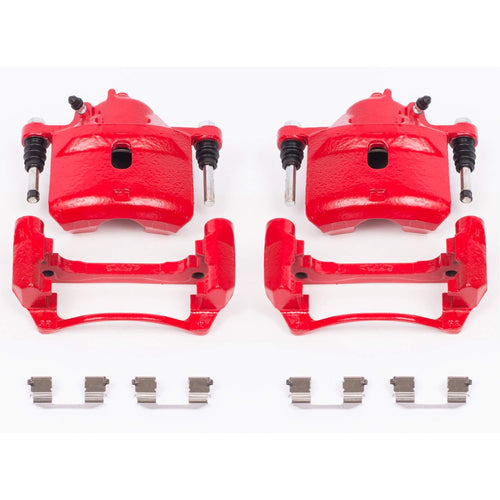Power Stop S2090 Front Pair of High-Temp Red Powder Coated Calipers For Honda Accord 1998-2002 [Model Specific]