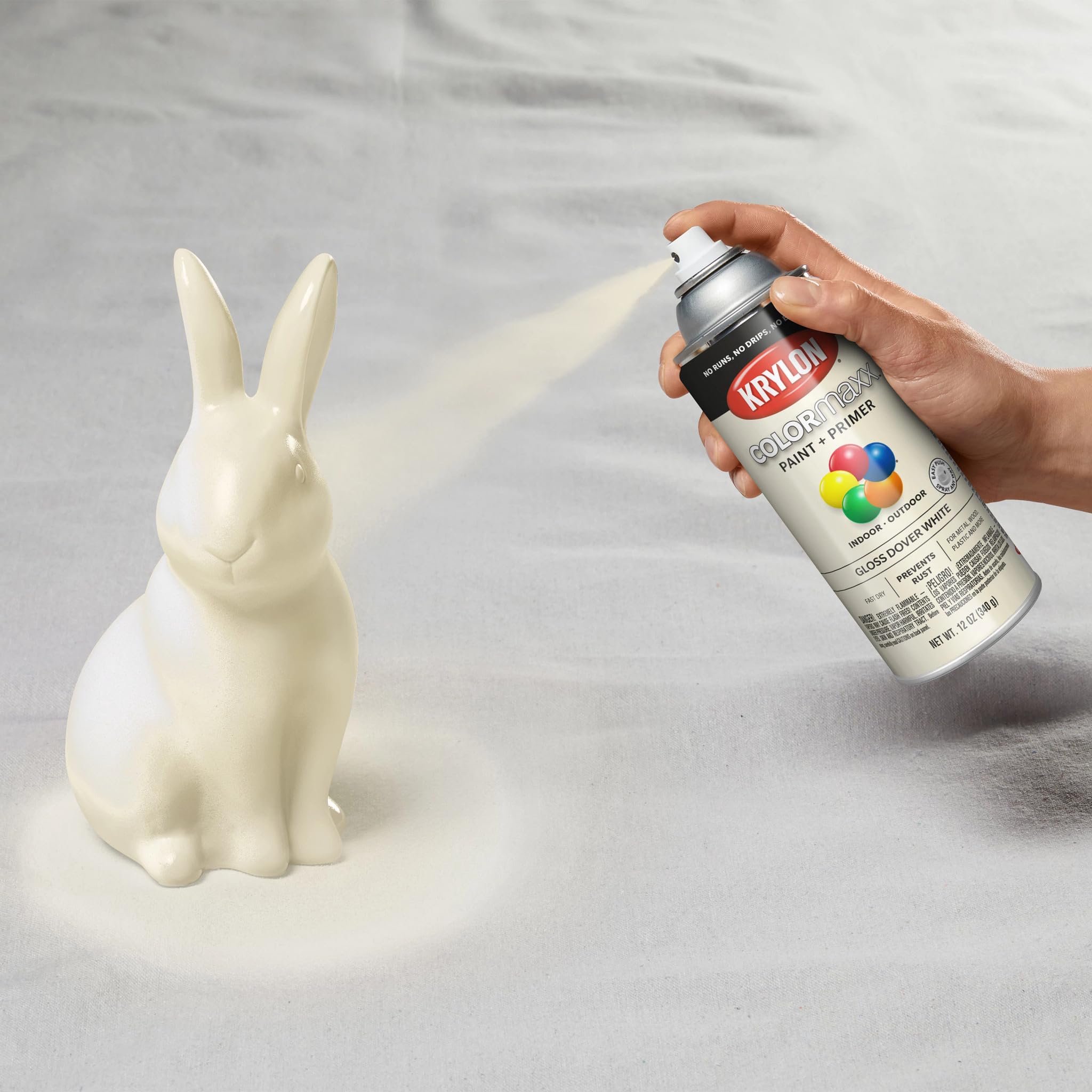Krylon K05516007 Spray Paint and Primer COLORmaxx for Indoor/Outdoor Use, Gloss Dover White , 12 Ounce (Pack of 1)