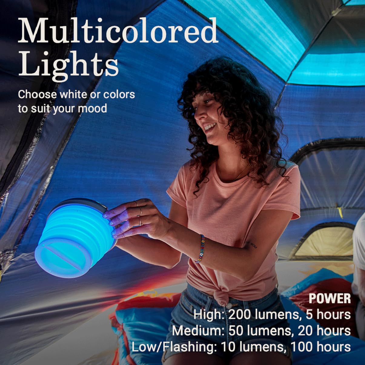 Rechargeable Coleman 200 Lumens Solar Camping Lantern, Collapsible, Lightweight & Water Resistant with Multicolored Lights
