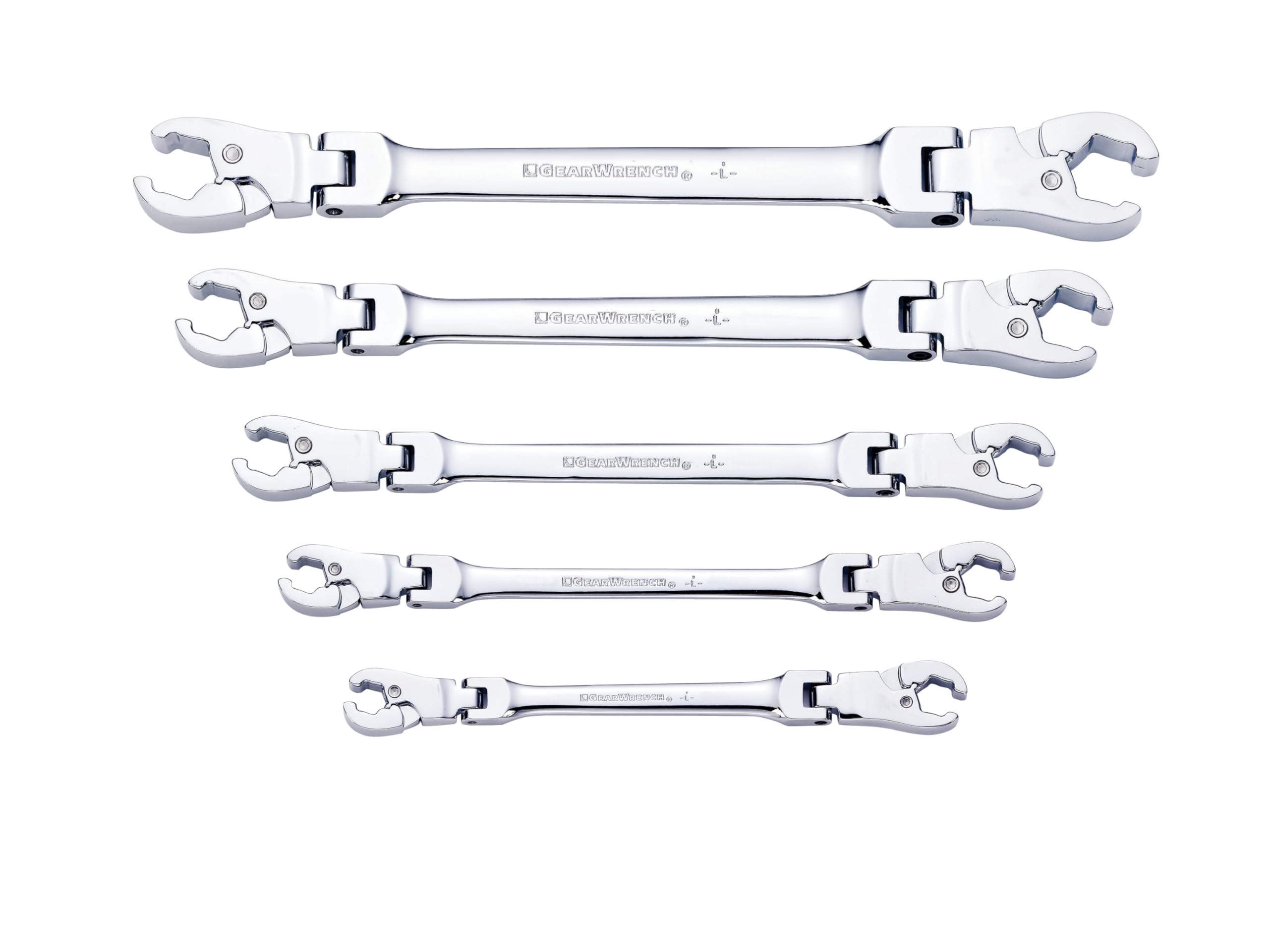 5 Pc. Ratcheting Flex Head GEARWRENCH Flare Nut Wrench Set, SAE - 89100
