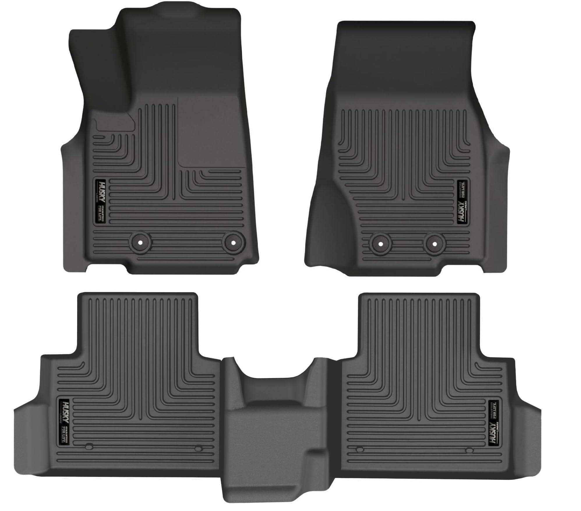 Weatherbeater Husky Liners Floor Mats | Fits 2021-2025 Jeep Grand Cherokee L w/2nd Row Bench Seat | Front & 2nd Row, 3-pc Black - 95141