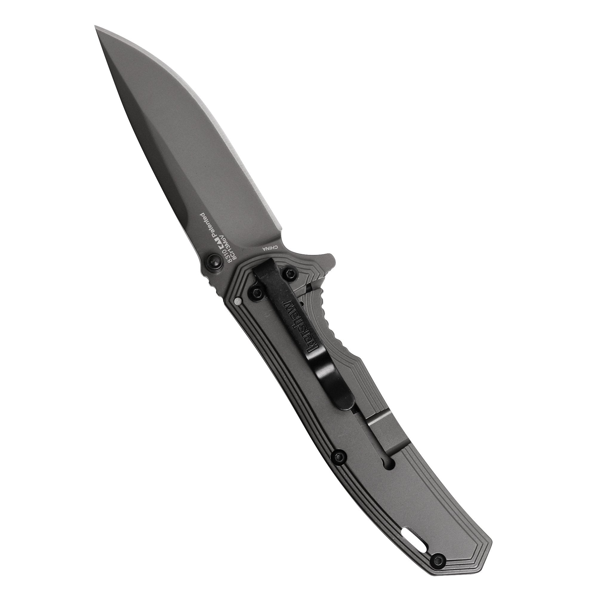 Kershaw Pocket Knife Fringe, 3-inch 8Cr13MoV Steel Blade with Gray Titanium Carbo-Nitride Coating, Carbon-Fiber Insert; SpeedSafe Assisted Opening, 8310