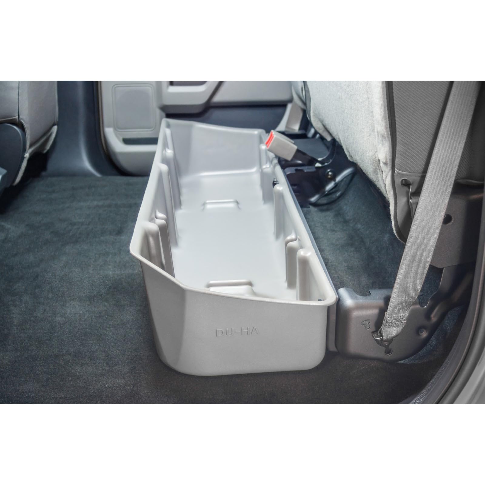Under Seat Storage DU-HA fits 2015-2024 Ford F150 SuperCrew & 2017-2024 Ford F250 F350 F450 F550 Super Duty Crew Cab | Light Gray Heavy-Duty Back Seat Organizer | 20111