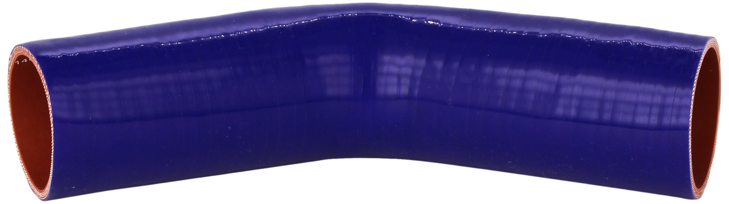 HPS Silicone High Temperature HTSEC45-256-BLUE 4-ply Reinforced 45 degree Elbow Coupler Hose, 55 PSI Maximum Pressure, 4" Leg Length on each side, 2-5/9" ID, Blue