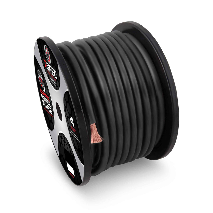 4 Awg T-SPEC 100Ft Matte Black Ofc Power Wire - V12 Series,Power Wire V12 Series (V12GW-4100)
