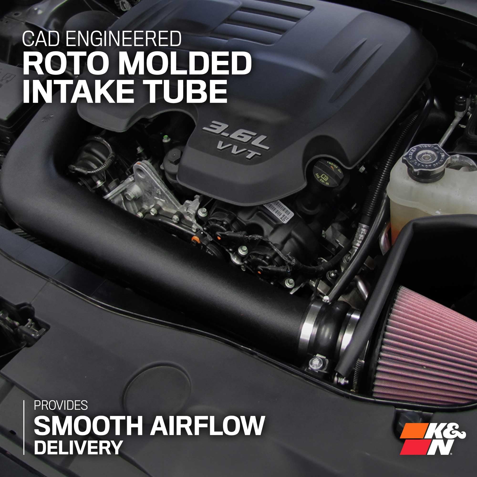 K&N Cold Air Intake System: High-Flow Air Filter, Acceleration & Increase Performance: Compatible with 2011-2023 CHRYSLER/DODGE, 300, 300C, Challenger, Charger, 63-1564