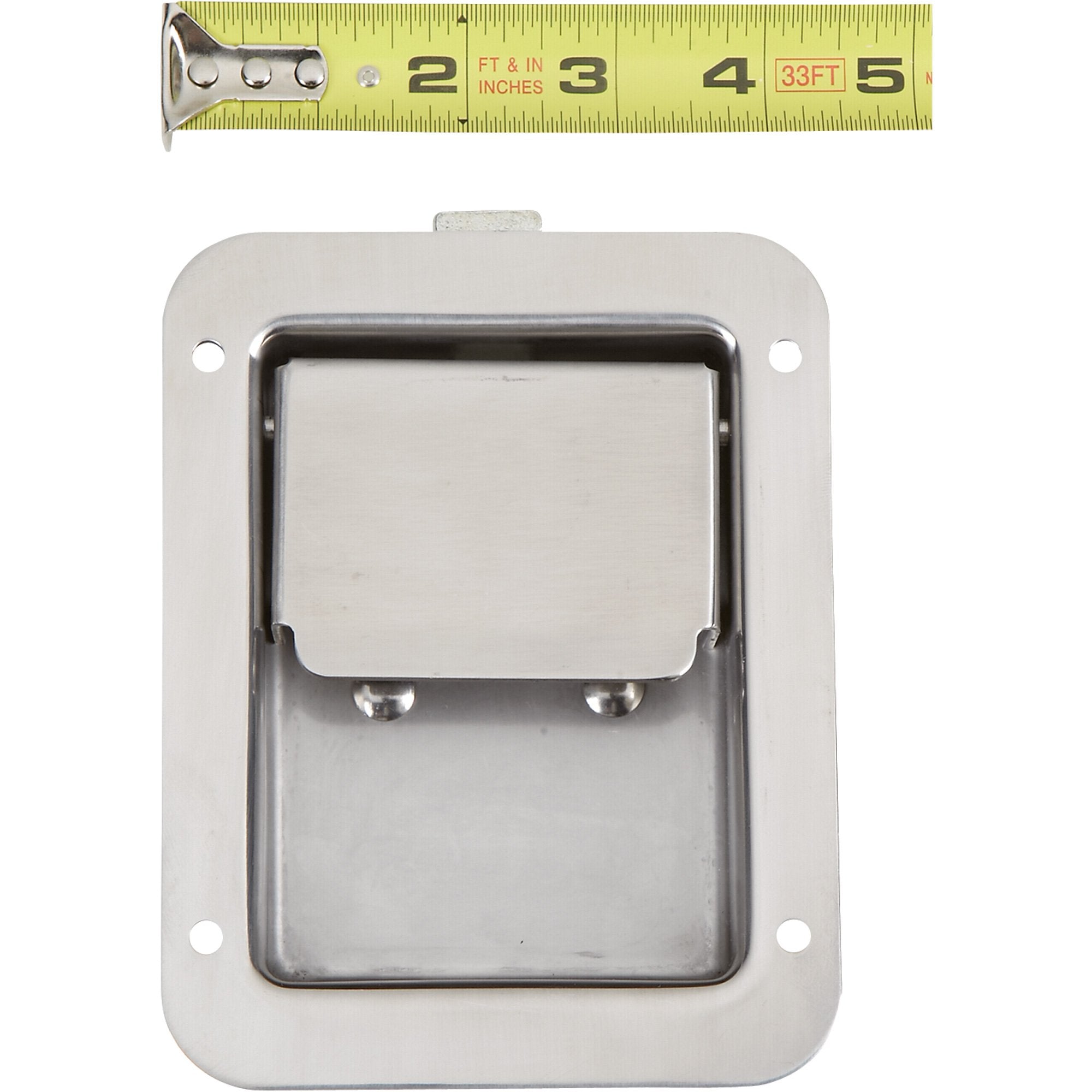 Buyers Products Non-Locking Standard Flush Single Point Latch N3885, Polished Stainless Steel, Bolt On Mount, Truck Tool Box Latch, Trailer Latch, Camper & RV Latch, Silver