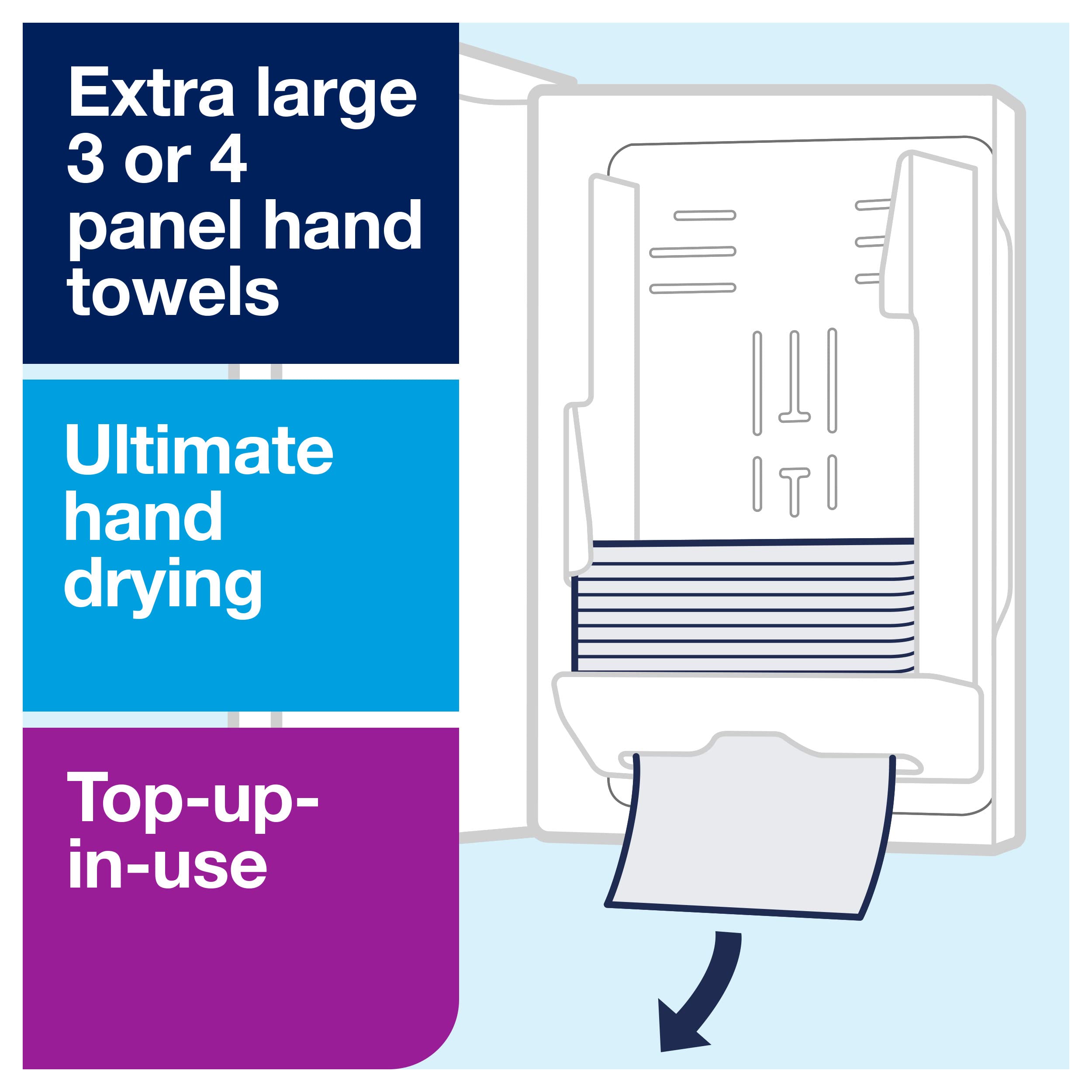 Black Tork Xpress Multifold Hand Towel Dispenser H2, One-at-a-Time Dispensing, Elevation Range, 553028
