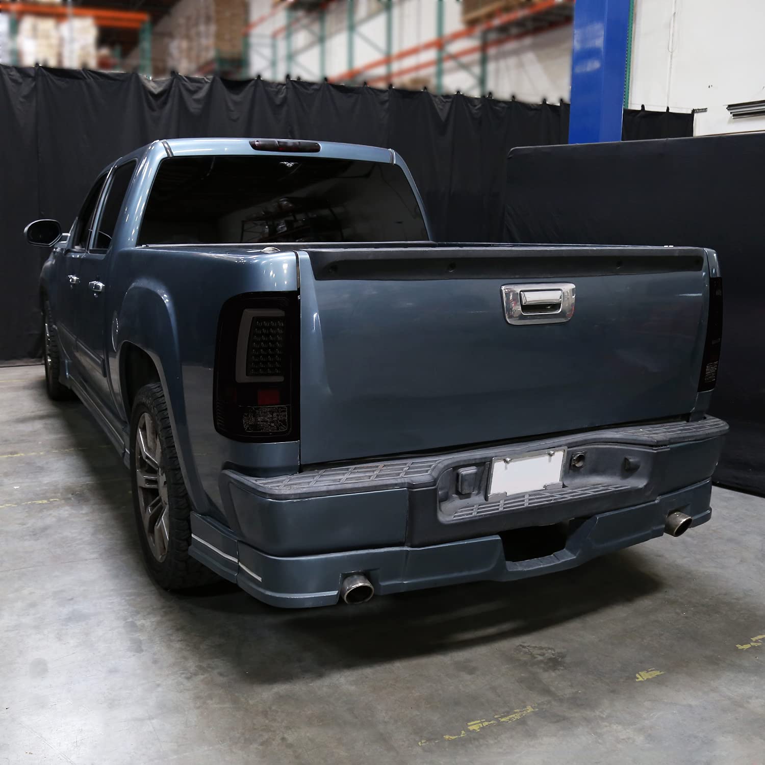 Glossy Black Smoke SPEC-D TUNING LED Tail Lights w/White LED Light Bar Compatible with 2007-2013 GMC Sierra 1500, 2007-2014 GMC Sierra 2500HD/3500HD, Left + Right Pair Assembly