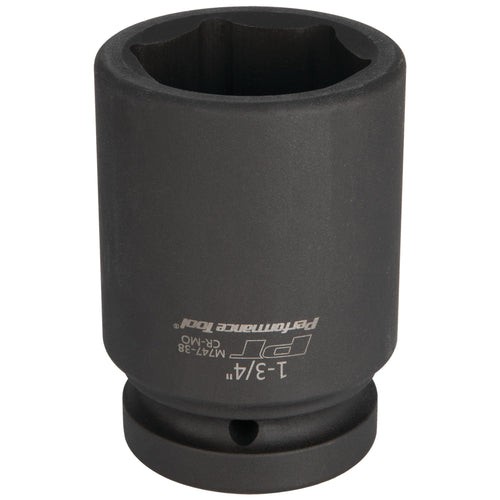 M747-38 Performance Tool 1 in. Drive 1-3/4 in. Deep Wall Socket - Heavy Duty Impact Socket for High Performance Automotive and Industrial Applications