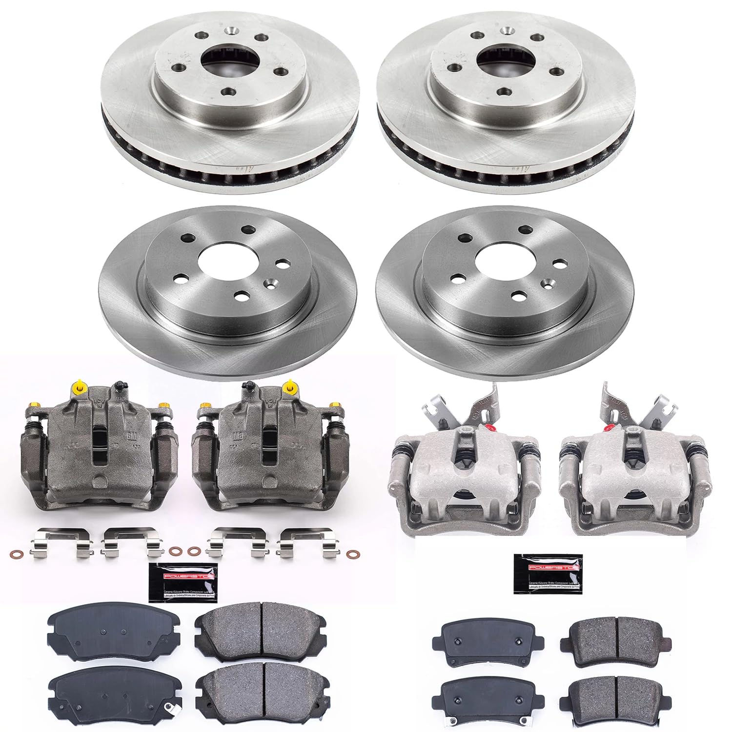 Power Stop KCOE5523 Replacement Autospeciality Front and Rear Caliper Kit- OE Rotors, Ceramic Brake Pads, Calipers For Buick LaCrosse, Buick Regal, Chevrolet Mal, Saab 9-5 [Model Specific]
