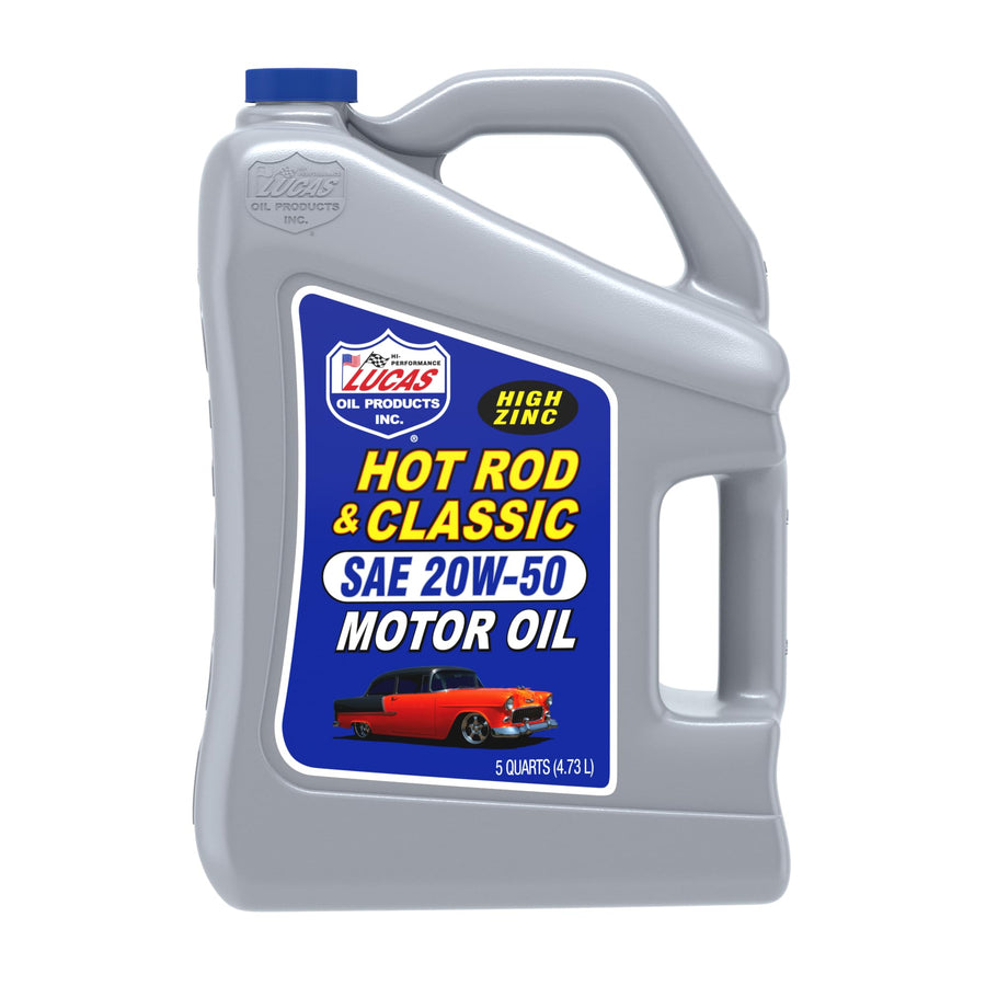 Lucas Oil 10684 SAE 20W-50 Hot Rod & Classic Car HP Motor Oil - 5 Quart