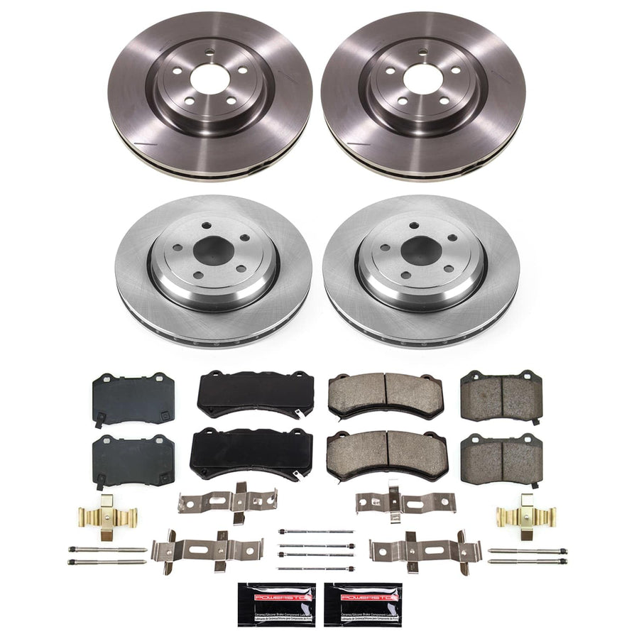 Power Stop KOE8903 Stock Replacement Brake Pads and Rotors Front and Rear Brake Kit Autospecialty For Dodge Durango 2021, Jeep Grand Cherokee 2021 [Application Specific]