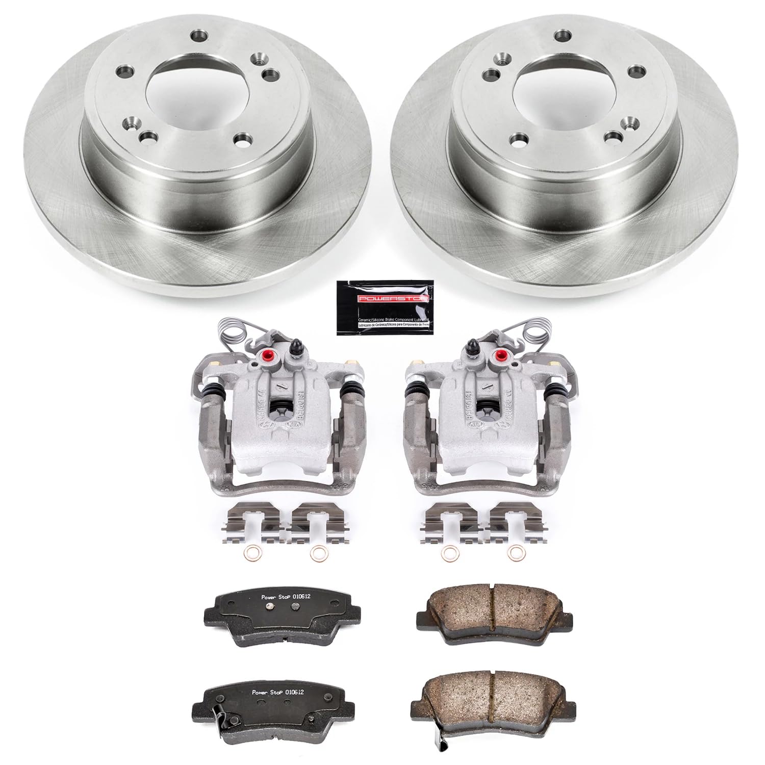 Power Stop KCOE6501 Replacement Autospecialty Rear Caliper Kit-Rotors, Ceramic Brake Pads, Calipers For Hyundai Elantra 2011-2016, Hyundai Elantra Coupe 2013-2014 [Model Specific]