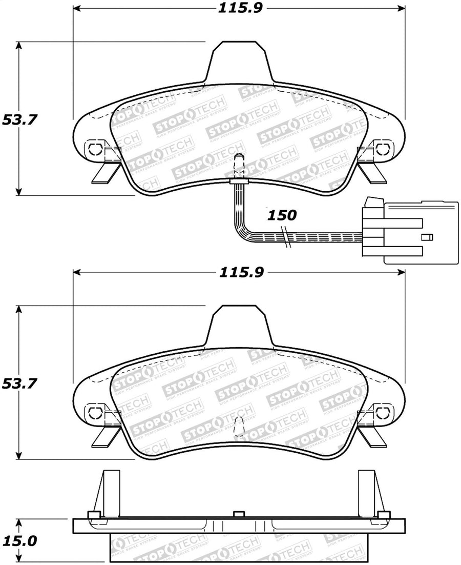 Rear StopTech 308.08990 Brake Pads with Shims Street