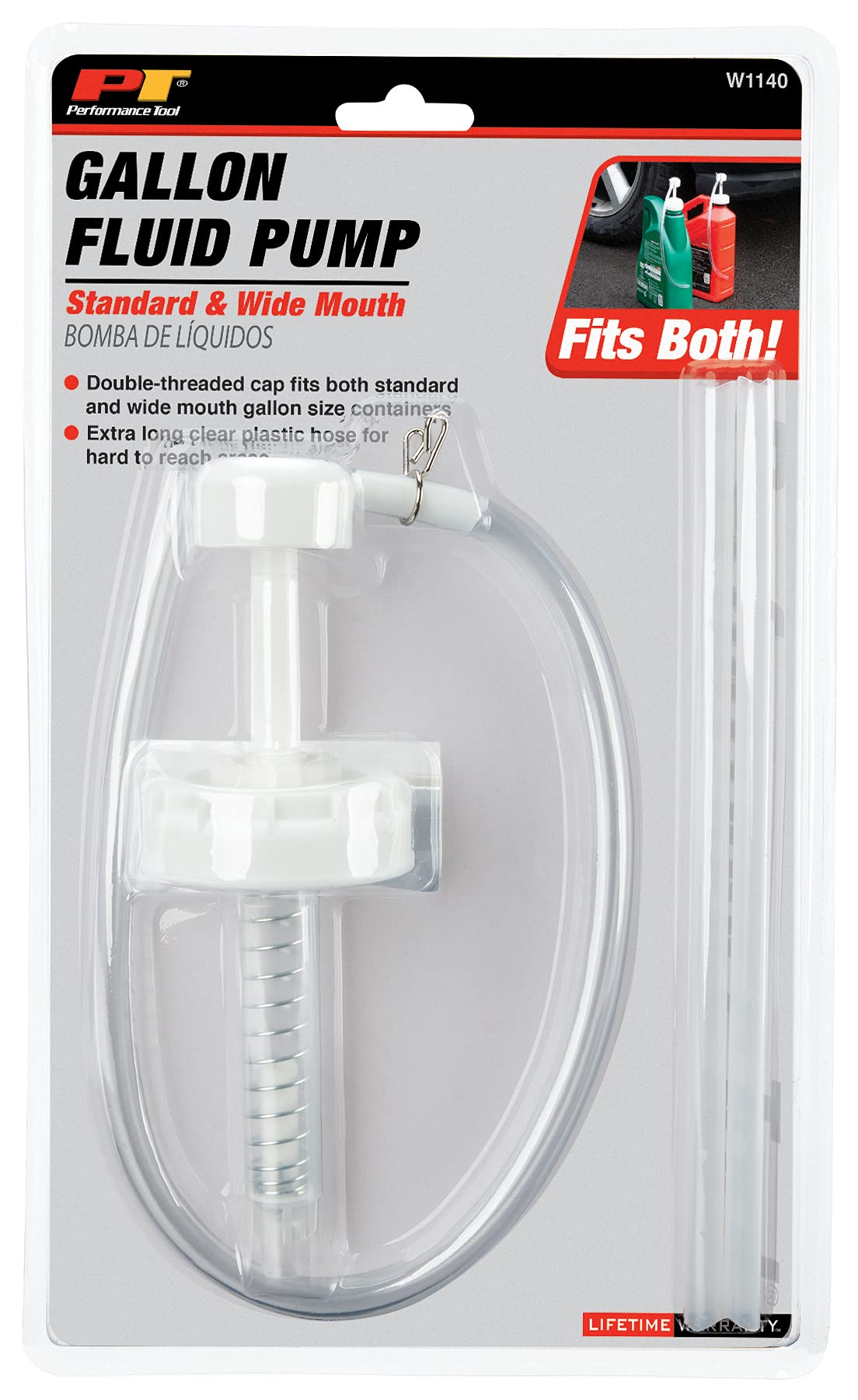 Double Threaded Cap Performance Tool W1140 - for Easy Lubricant Transfer from Standard and Wide Mouth Gallon Containers with 17-Inch Hose