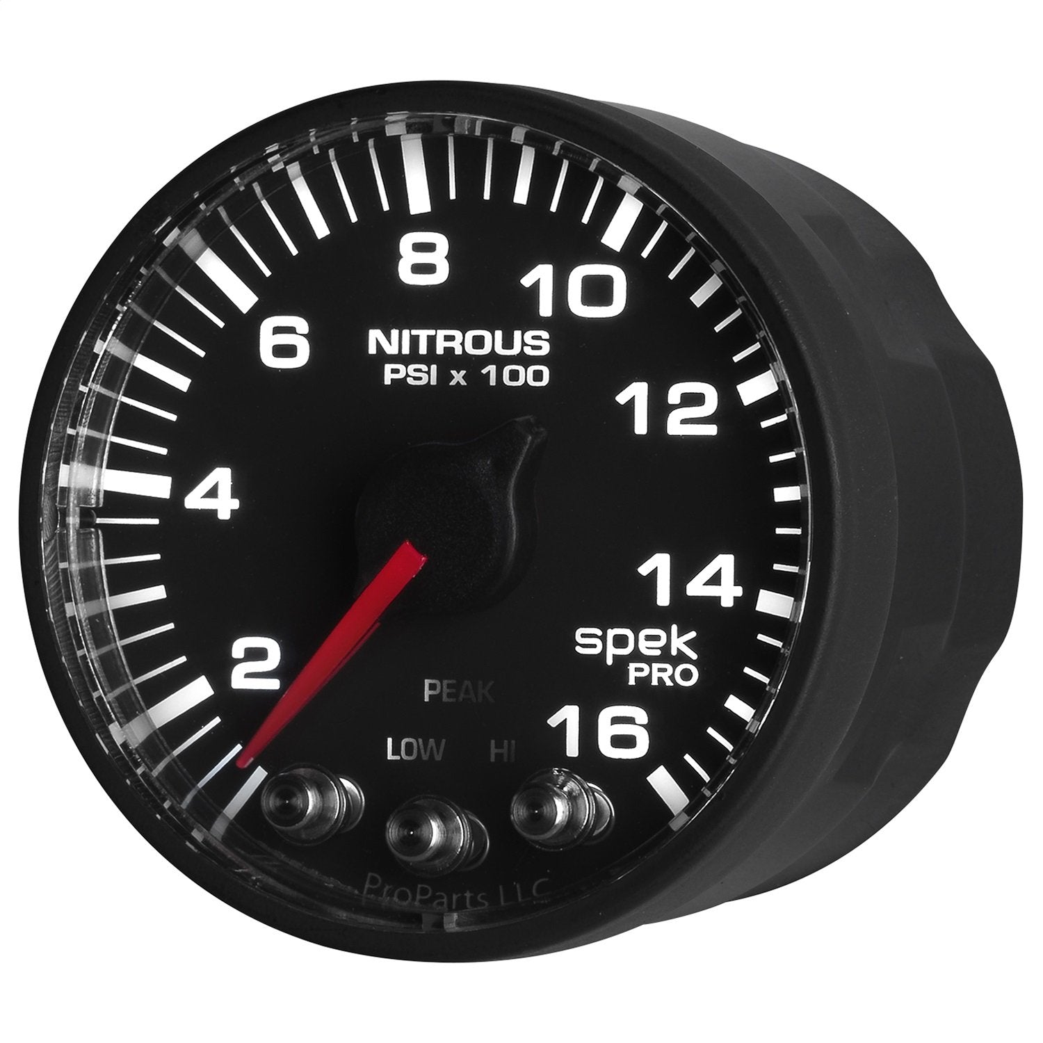 Nitrous Press AutoMeter P320328 Gauge (Spek-Pro 2 1/16", 1600Psi, Stepper Motorwith Peak & Warn, Blk/Blk, Spek-Pro)