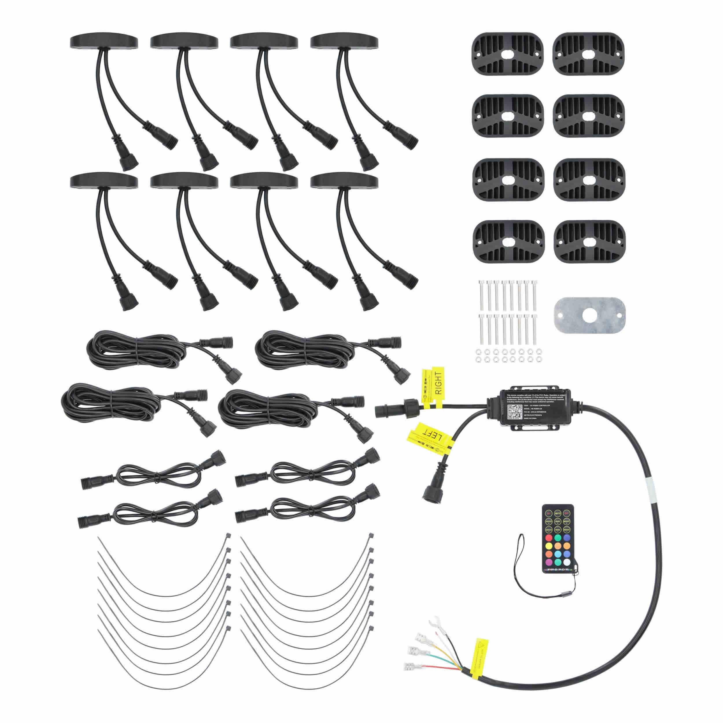 RGBW Wide Angle Rock Light Kit Metra Brands - 8 Pack