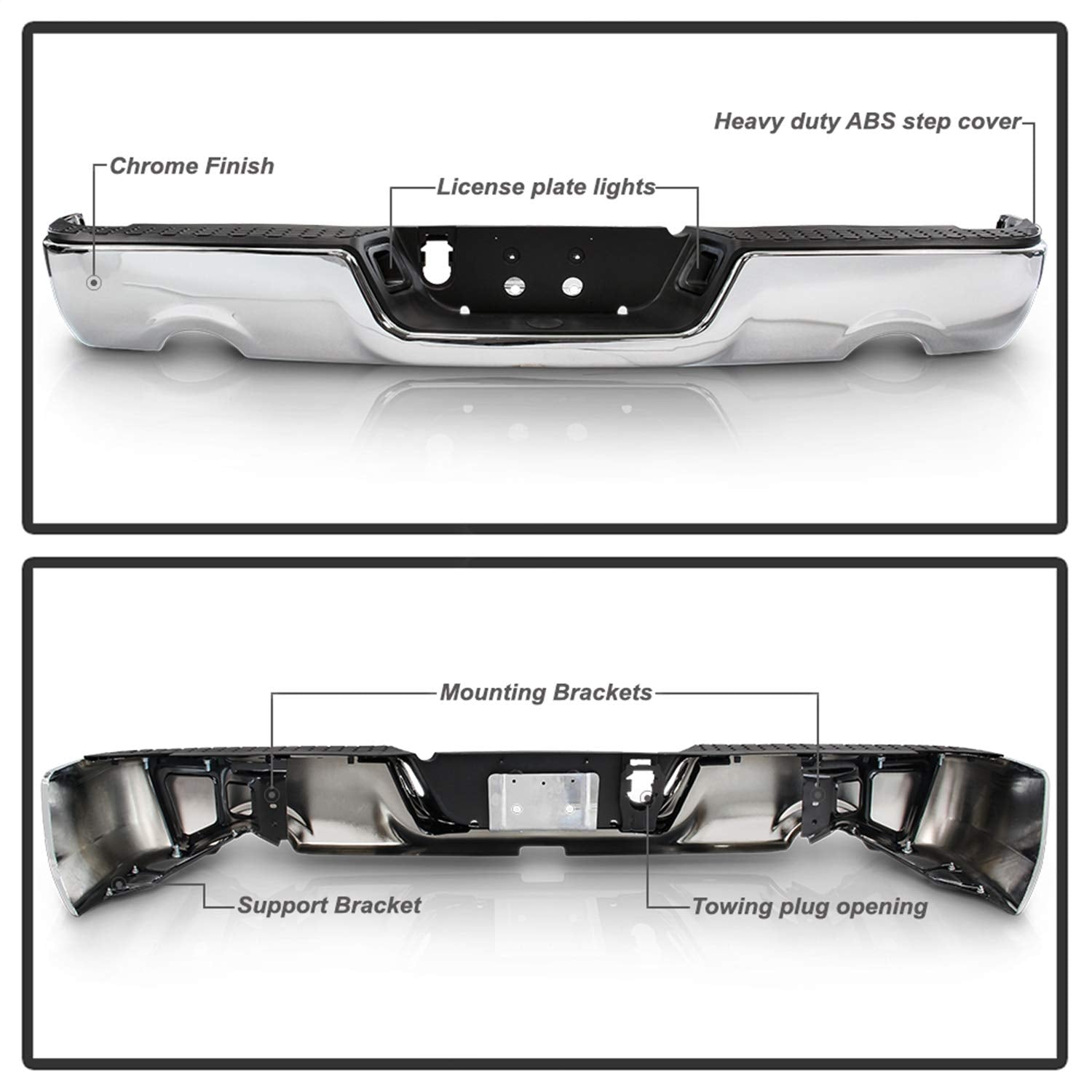 OEM Style Xtune Steel Rear Bumper (RB-DR09-SET-DE-C)