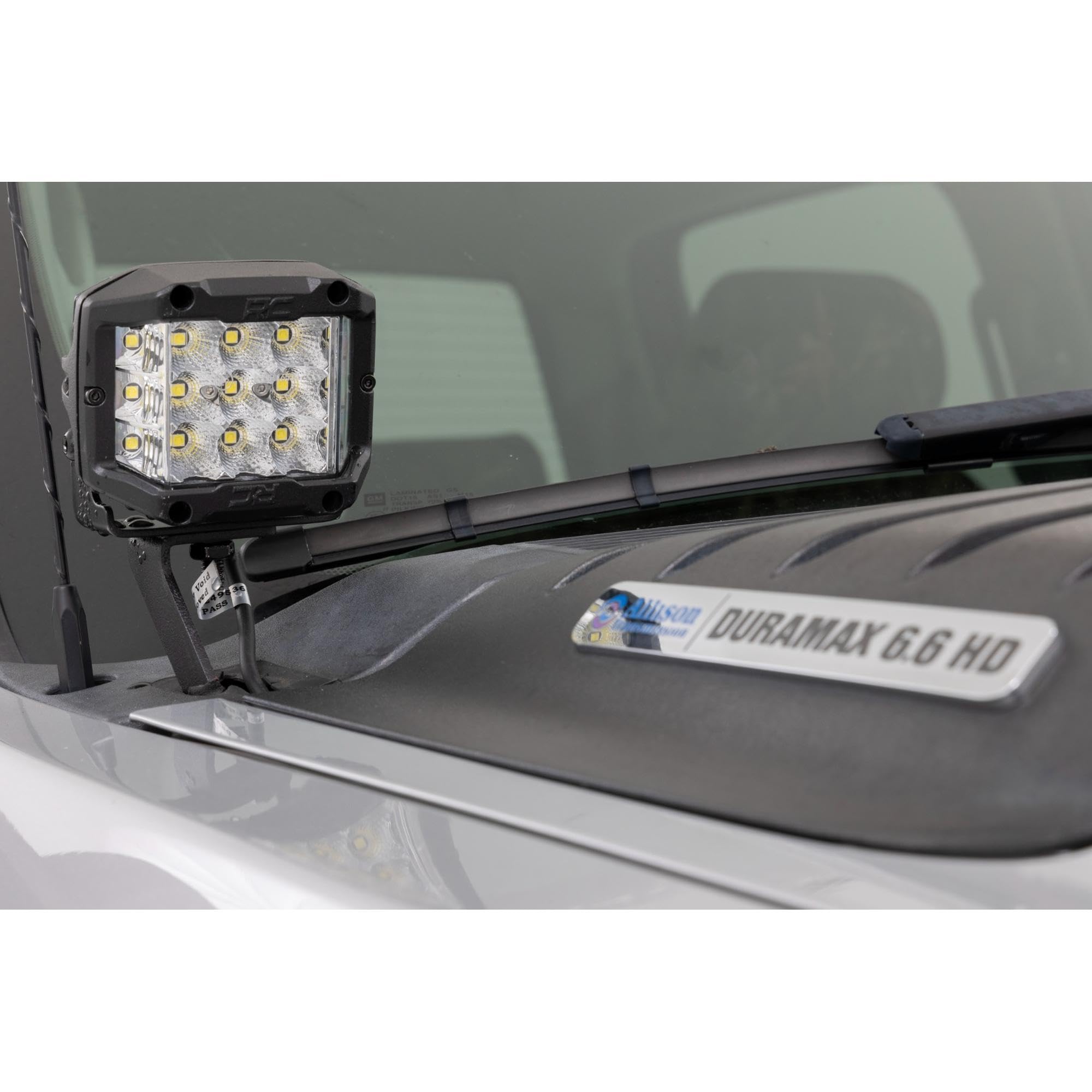 Rough Country LED Ditch Light Kit for 1500/2500HD/3500HD Chevy & GMC (2007-2014) - Hood Mount, 80W Dual 2" Spectrum Series Lights, 9600 Lumens, Wide Beam